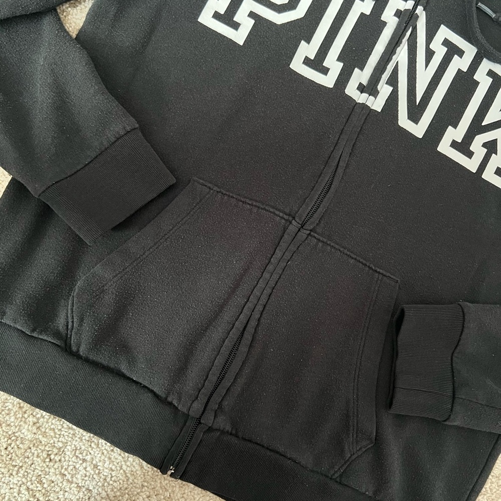 PINK Victoria's Secret Black Zip-Up Hoodie - Picture 4 of 5